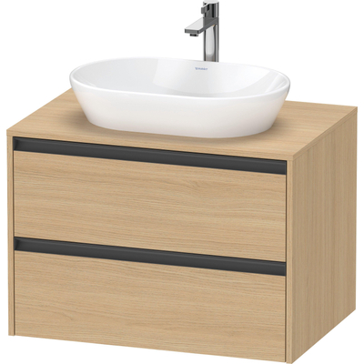 Duravit Ketho 2 wastafelonderbouwkast incl. consoleplaat met 2 laden 80x55x56.8cm met handgrepen antraciet natuur eiken mat