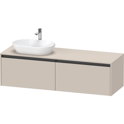 Duravit Ketho 2 wastafelonderbouwkast incl. consoleplaat met 2 laden voor waskom links 160x55x45.9cm met handgrepen antraciet taupe mat