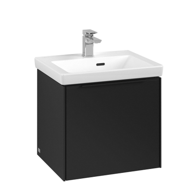 Villeroy & Boch Subway 3.0 wastafelonderkast 50x40x40cm met Volcano Black greep 1 softclose lade 1 sifonuitsparing spaanplaat volcano black