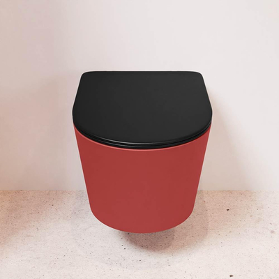 MONDIAZ LAVIE wandclosetpack - 36x53cm - diepspoel - rimless - Fire (rood) - softclose - quick-release - toiletzitting - Urban (zwart)