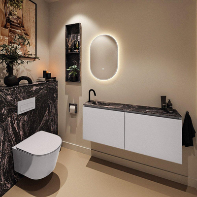 MONDIAZ TURE-DLUX 120cm toiletmeubel Cale. EDEN wastafel Lava positie links. Met 1 kraangat.