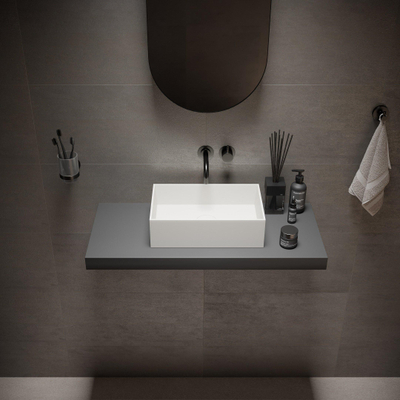 Ideavit Solidjoy Vrijstaande Wastafel - 38x24x11cm - solid surface- 6mm rand - wit