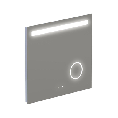 Thebalux Type F spiegel 80x70cm Rechthoek met verlichting en spiegelverwarming incl vergrotende spiegel led aluminium