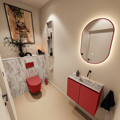 MONDIAZ TURE-DLUX 60cm toiletmeubel Fire. EDEN wastafel Glace positie rechts. Zonder kraangat.