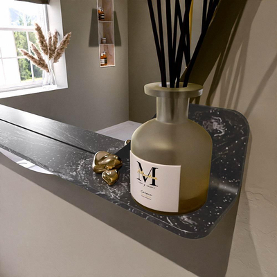 Mondiaz SPOT Badkamerspiegel - rond 110cm - spiegelplanchet - kleur Lava