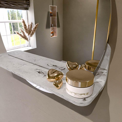 Mondiaz SPOT Badkamerspiegel - rond 50cm - spiegelplanchet - kleur Glace