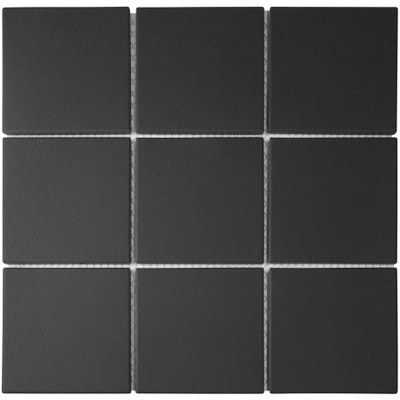 The Mosaic Factory London mozaïektegel - 30x30cm - wand en vloertegel - vierkant - full body - Porselein - mat black (zwart)