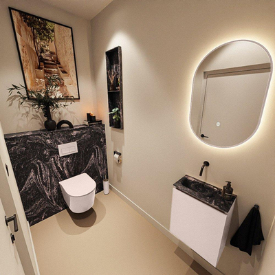 MONDIAZ TURE-DLUX 40cm toiletmeubel Rosee. EDEN wastafel Lava positie links. Zonder kraangat.