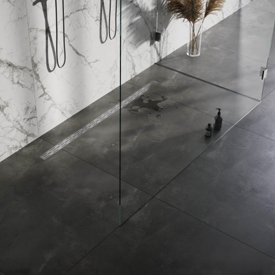 Brauer Douchegoot - 140x7x6.7cm - ondiepe vloerflens - zijuitloop - RVS