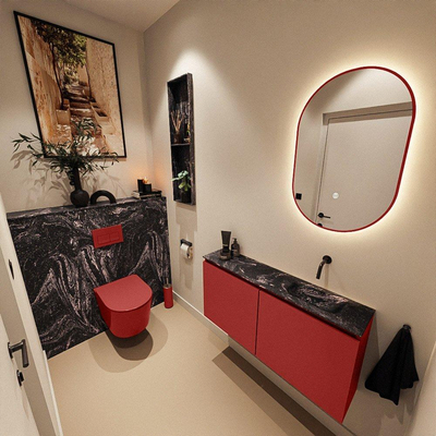 MONDIAZ TURE-DLUX 100cm toiletmeubel Fire. EDEN wastafel Lava positie rechts. Zonder kraangat.