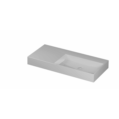 INK United wastafel - 100x45x11cm porselein rechts zonder kraangat incl. porseleinen click plug en verborgen overloop systeem - glans wit