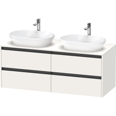 Duravit Ketho 2 wastafelonderbouwkast incl. consoleplaat met 4 laden voor dubbele waskommen 140x55x56.8cm met handgrepen antraciet wit supermat