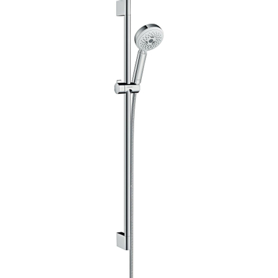 Hansgrohe Crometta 100 glijstangset met Crometta 100 Multi handdouche 90cm met MetaflexC doucheslang 160cm wit/chroom