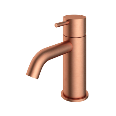 Hotbath Cobber lage wastafelmengkraan met gebogen uitloop zonder waste geborsteld koper SHOWROOMMODEL