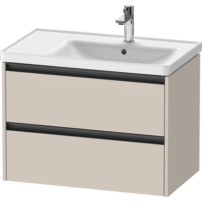 Duravit Ketho 2 wastafelonderbouwkast met 2 laden voor waskom rechts 78.4x45.5x54.9cm met grepen antraciet taupe mat