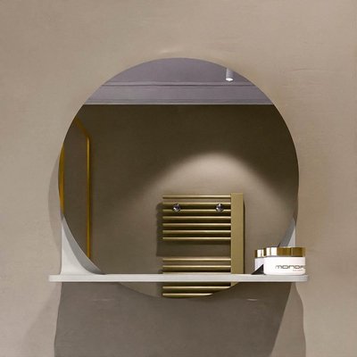 Mondiaz SPOT Badkamerspiegel - rond 40cm - spiegelplanchet - kleur Linen