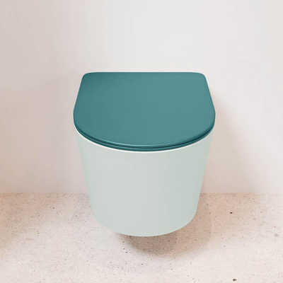 MONDIAZ LAVIE wandclosetpack - 36x53cm - diepspoel - rimless - Greey (grijs) - softclose - quick-release - toiletzitting - Smag (blauw)