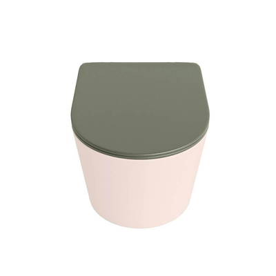 MONDIAZ LAVIE wandclosetpack - 36x53cm - diepspoel - rimless - Rosee (roze) - softclose - quick-release - toiletzitting - Army (groen)