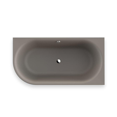 Plieger Kansas Hoekbad - 155x80x60cm - hoek rechts - met waterinlaat - met af- en overloopgarnituur - met poten - acryl - cementgrijs