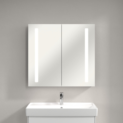 Villeroy & Boch My View 14+ spiegelkast met 2 deuren met LED verlichting verticaal 80x75x17.3cm incl. afsluitbare medicijnbox