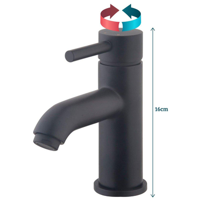 Wiesbaden Cadans wastafelkraan laag mat zwart