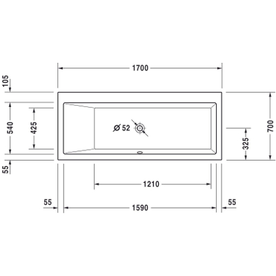 Duravit Vero bad acryl rechthoekig met rugsteun links 170x70x46cm wit