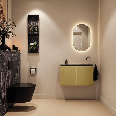 MONDIAZ TURE-DLUX 80cm toiletmeubel Oro. EDEN wastafel Lava positie rechts. Met 1 kraangat.