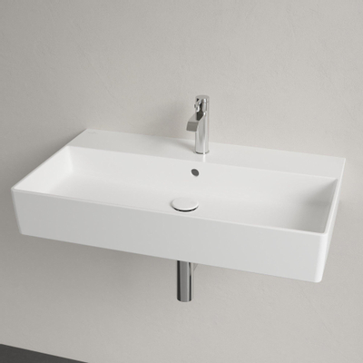 Villeroy & Boch Memento 2.0 wastafel voor handdoekhouders 80x47cm met overloop 1 kraangat ceramic+ stone white
