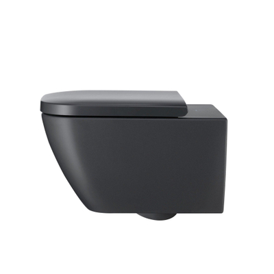 Duravit Happy D.2 WC-zitting 43x35.9x4.3cm met softclose met quickrelease Kunststof Antraciet Mat