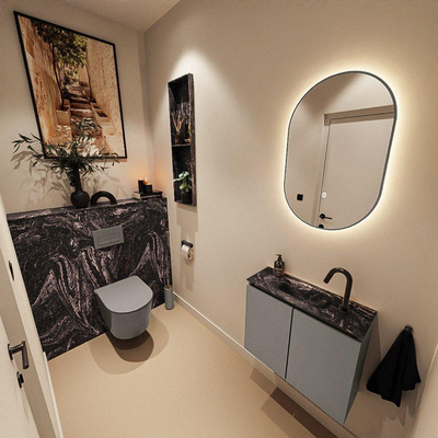 MONDIAZ TURE-DLUX 60cm toiletmeubel Smoke. EDEN wastafel Lava positie midden. Met 1 kraangat.