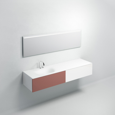 Clou Hammock wastafelblad 180x50.3cm enkele waskom links Aluite Wit mat