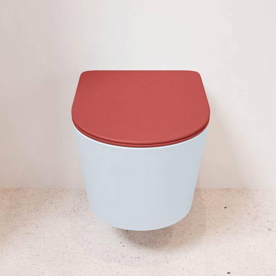 MONDIAZ LAVIE wandclosetpack - 36x53cm - diepspoel - rimless - clay (blauw) - softclose - quick-release - toiletzitting - Fire (rood)