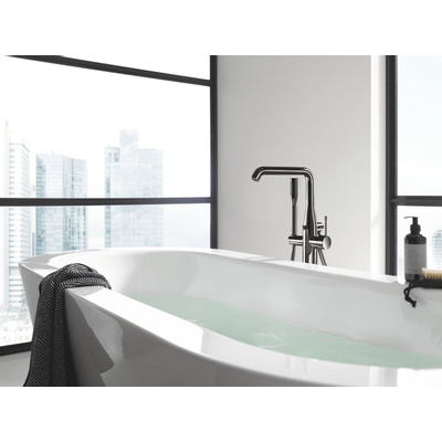 GROHE Essence New Afbouwdeel vrijstaande badkraan - omstel - draaibare uitloop 27.7cm - handdouche - doucheslang - hard graphite