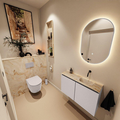MONDIAZ TURE-DLUX 80cm toiletmeubel Cale. EDEN wastafel Frappe positie rechts. Zonder kraangat.