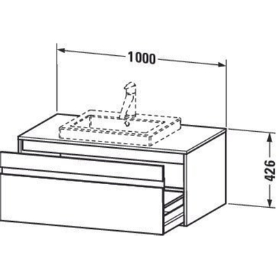 Duravit Ketho Wastafelonderkast 100x55.5x42.6cm 1 lade Standaard greep met softclose spaanplaat Basalt Mat