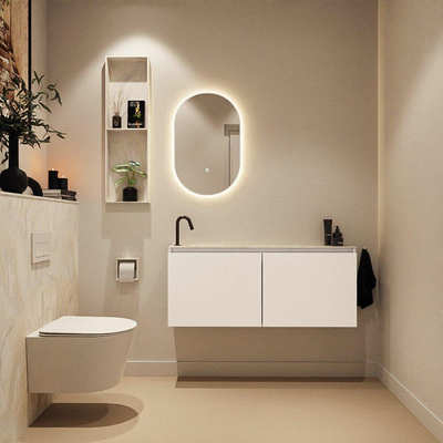 MONDIAZ TURE-DLUX 120cm toiletmeubel Talc. EDEN wastafel Ostra positie links. Met 1 kraangat.