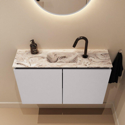 MONDIAZ TURE-DLUX 80cm toiletmeubel Cale. EDEN wastafel Glace positie midden. Met 1 kraangat.