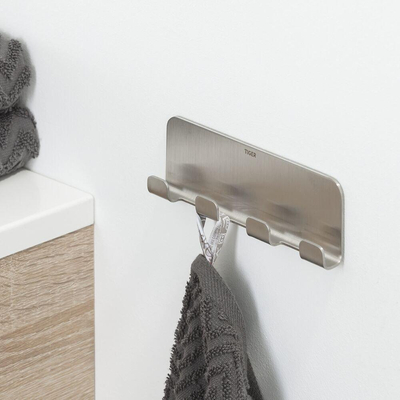 Tiger Colar Handdoekhaak - 4 haken - zelfklevend - geborsteld RVS