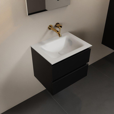 Mondiaz Aivy badmeubelset - 60x45x50cm - 0 kraangaten - 1 wasbak talc Solid surface - Midden - 2 lades - Met spiegel - MDF Urban