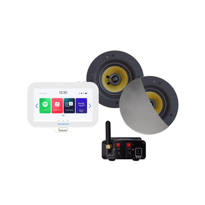 Aquasound N-Joy Connect n-joy connect badkamerradio - controller (ipx7) - wand lader - rumba speakerset mat chroom - bluetooth versterker / 30 watt / 230v/12v
