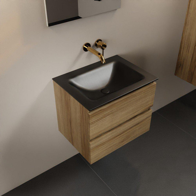 Mondiaz Aivy badmeubelset - 60x45x50cm - 0 kraangaten - 1 wasbak urban Solid surface - Midden - 2 lades - Met spiegel - Melamine Chai