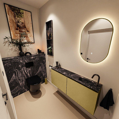 MONDIAZ TURE-DLUX 120cm toiletmeubel Oro. EDEN wastafel Lava positie rechts. Met 1 kraangat.