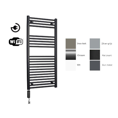 Sanicare electrische design radiator 111,8 x 45 cm. chroom met WiFi thermostaat chroom