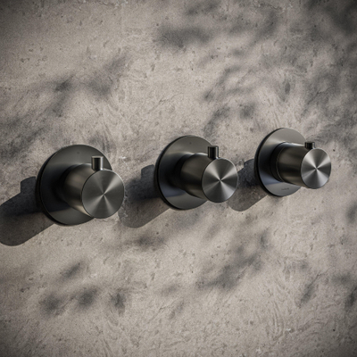 Hotbath Archie Afbouwdeel - douche thermostaat - 2 stopkranen - Geborsteld gunmetal PVD