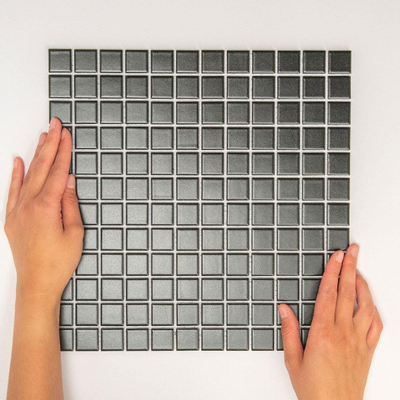 The Mosaic Factory Barcelona mozaïektegel - 30x30cm - wand en vloertegel - Vierkant - Porselein Black Mat