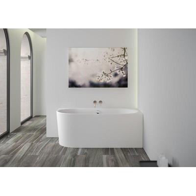 Plieger Kansas Hoekbad - 155x80x60cm - hoek rechts - met waterinlaat - met af- en overloopgarnituur - met poten - acryl - mat wit
