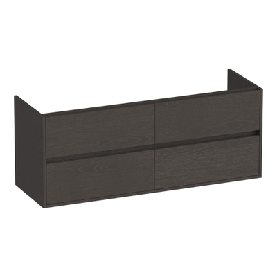 BRAUER Adore wastafelonderkast - 140x46x55cm - 4 softclose lades - greeploos - 2 sifon uitsparingen - Timber Anthracite