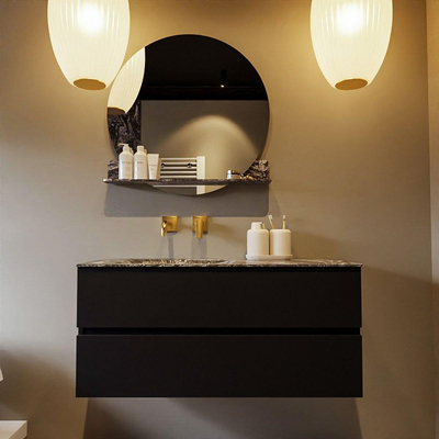 Mondiaz VICA-DLUX Badkamermeubelset - 110cm - urban - 2 lades - Inbouw wastafel CLOUD - links - zonder kraangat - kleur Lava - XL versie 60cm hoog