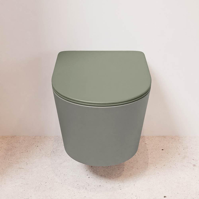 MONDIAZ LAVIE wandclosetpack - 36x53cm - diepspoel - rimless - Smoke (grijs) - softclose - quick-release - toiletzitting - Army (groen)