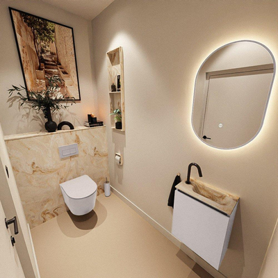MONDIAZ TURE-DLUX 40cm toiletmeubel Cale. EDEN wastafel Frappe positie rechts. Met 1 kraangat.